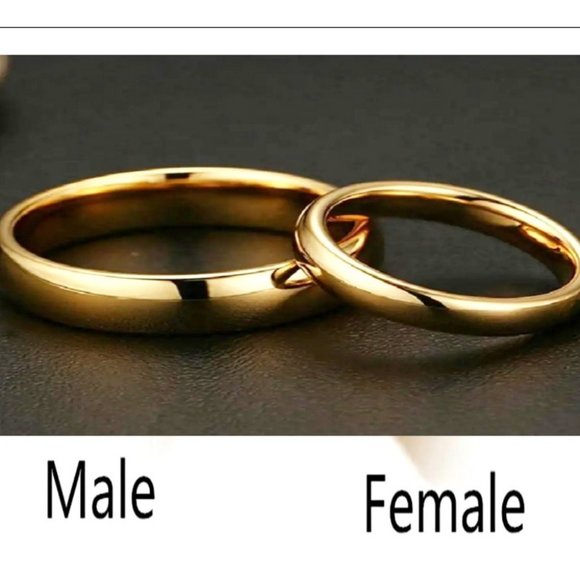 ENGAGEMENT RING SET HIS HERS (GROOM) SIZE 12 ~ (BRIDE) SIZE 8 ~ 6mm THICK - Picture 1 of 5